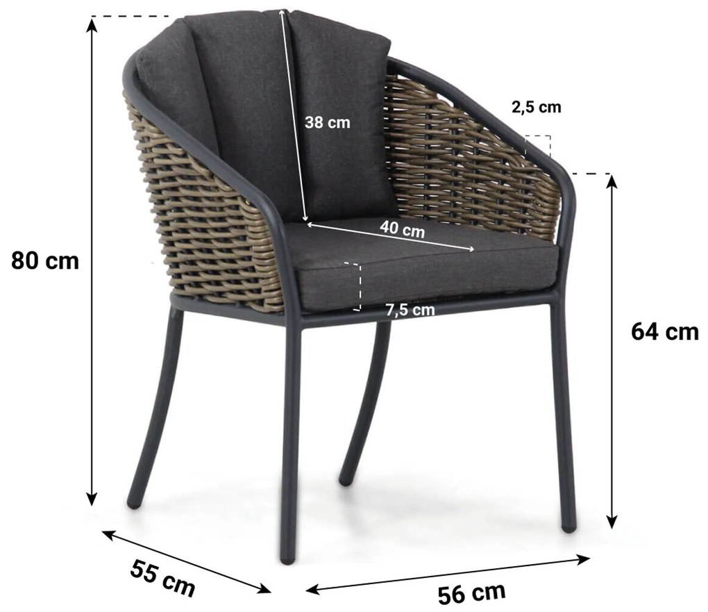 Bistroset 2 personen 70 cm Aluminium/wicker Grijs Santika Furniture Santika Tika