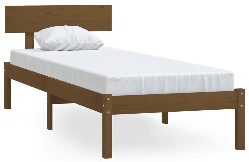 vidaXL Bedframe massief grenenhout honingbruin 90x190 cm UK Single