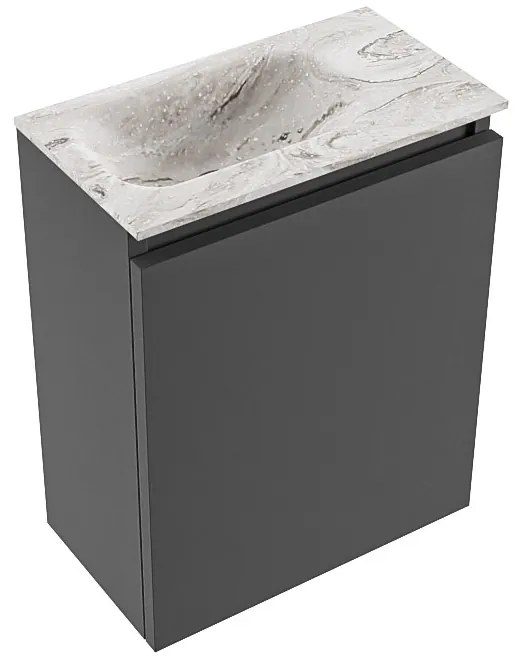 Mondiaz Ture DLux toiletmeubel 40cm dark grey met wastafel glace links met kraangat