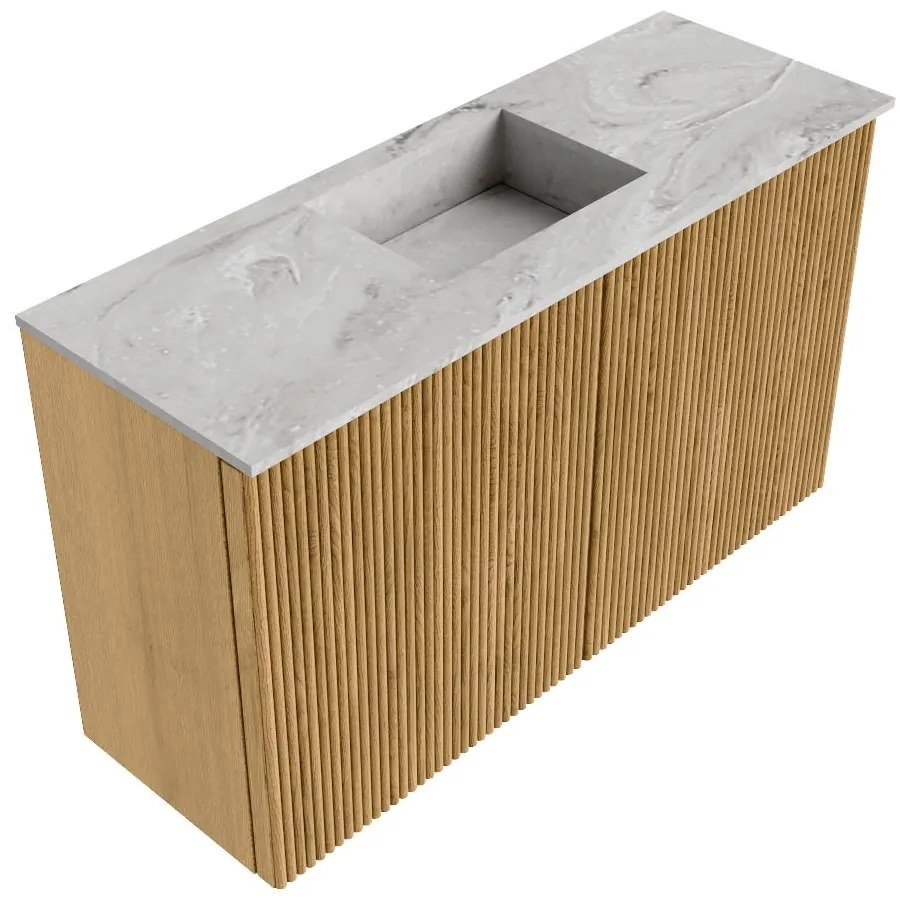 Mondiaz Joya DLux 70cm toiletmeubel oak met wastafel faye midden 1 kraangat glace