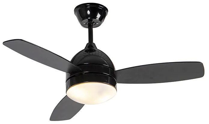 Plafondventilator met lamp zwart met hout print 96cm met afstandsbediening - Rotar Modern E27 rond Binnenverlichting Lamp
