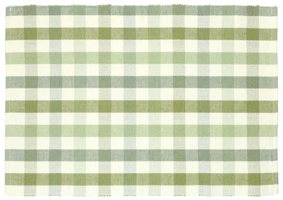 Placemat geribbeld, GOTS bio-katoen, groen, geruit, 35 x 50 cm