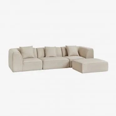 3-delige Modulaire Bank Met Gestoffeerde Poef Cardea Bouclé Crèmebeige - Sklum