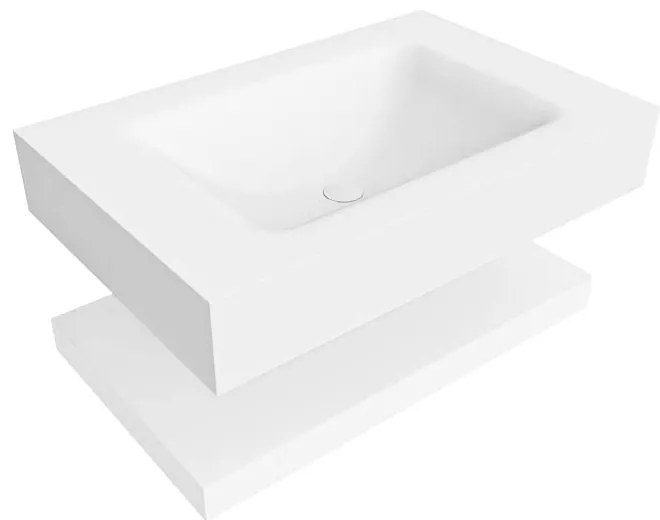 Zaro Alan badmeubel 70cm met planchet talc en vrijhangende wastafel cloud midden zonder kraangat talc