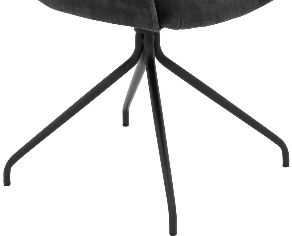 Goossens Eetkamerstoel Hera antraciet velvet stof met armleuning, modern design