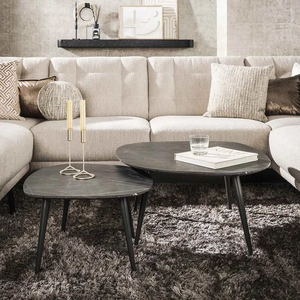 Salontafel Set Keramiek Look - 85 X 79cm.