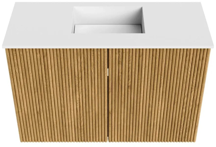 Mondiaz Joya 60cm toiletmeubel oak met wastafel faye midden zonder kraangat talc