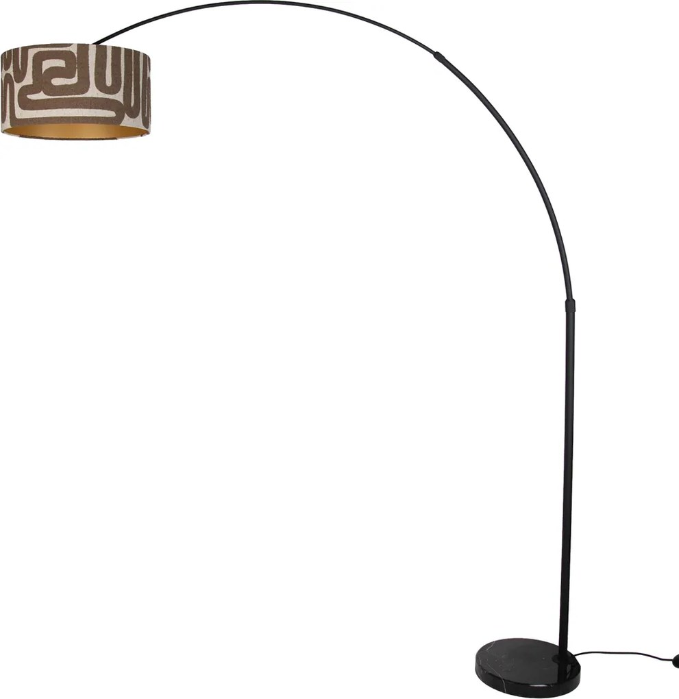 Vloerlamp zwart met kap bruin en beige gestreept 50cm - XXL