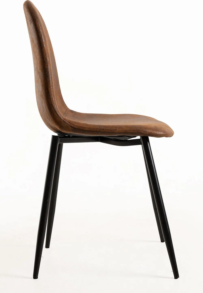 Set 4 Black Teok Kunstlederen Stoelen