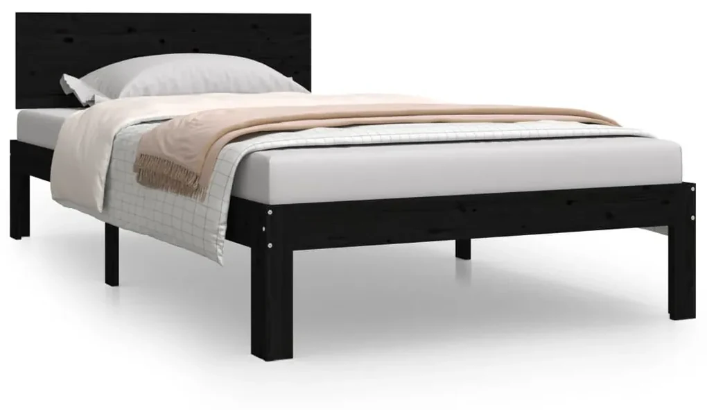 vidaXL Bedframe massief grenenhout zwart 100x200 cm