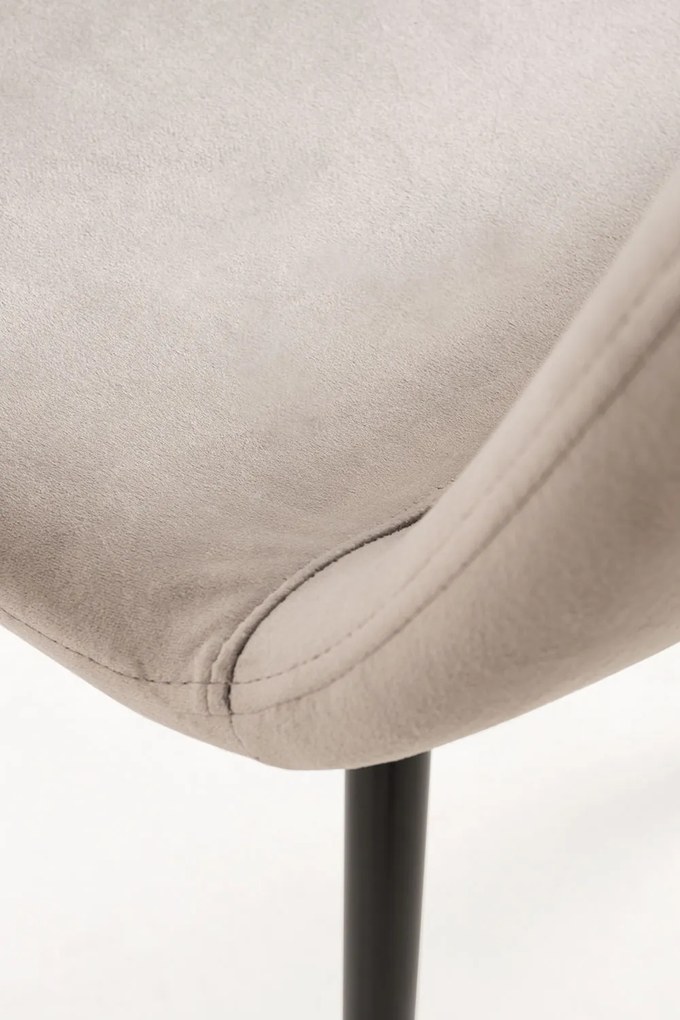 Set 4 Teok Black Fluwelen Stoelen