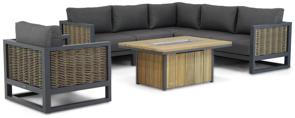 Hoek loungeset 6 personen Aluminium/wicker Grijs Santika Furniture Santika