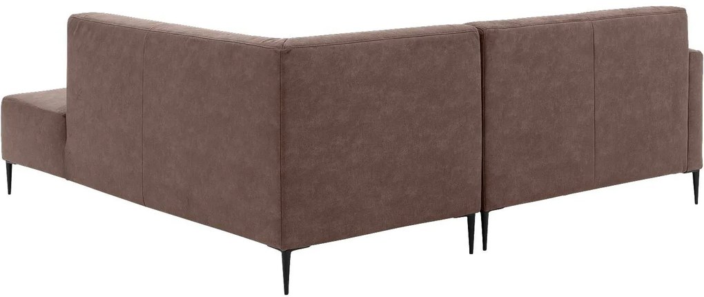 Goossens  Key West bruin, micro leer, 2-zits, modern design met ligelement rechts