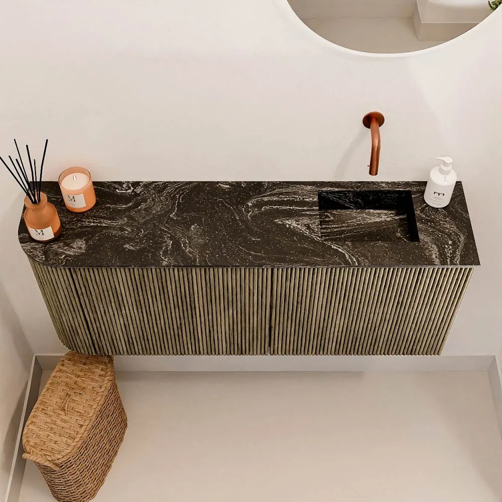 Mondiaz Joya DLux 100cm toiletmeubel ronding links dusk met wastafel faye rechts zonder kraangat lava