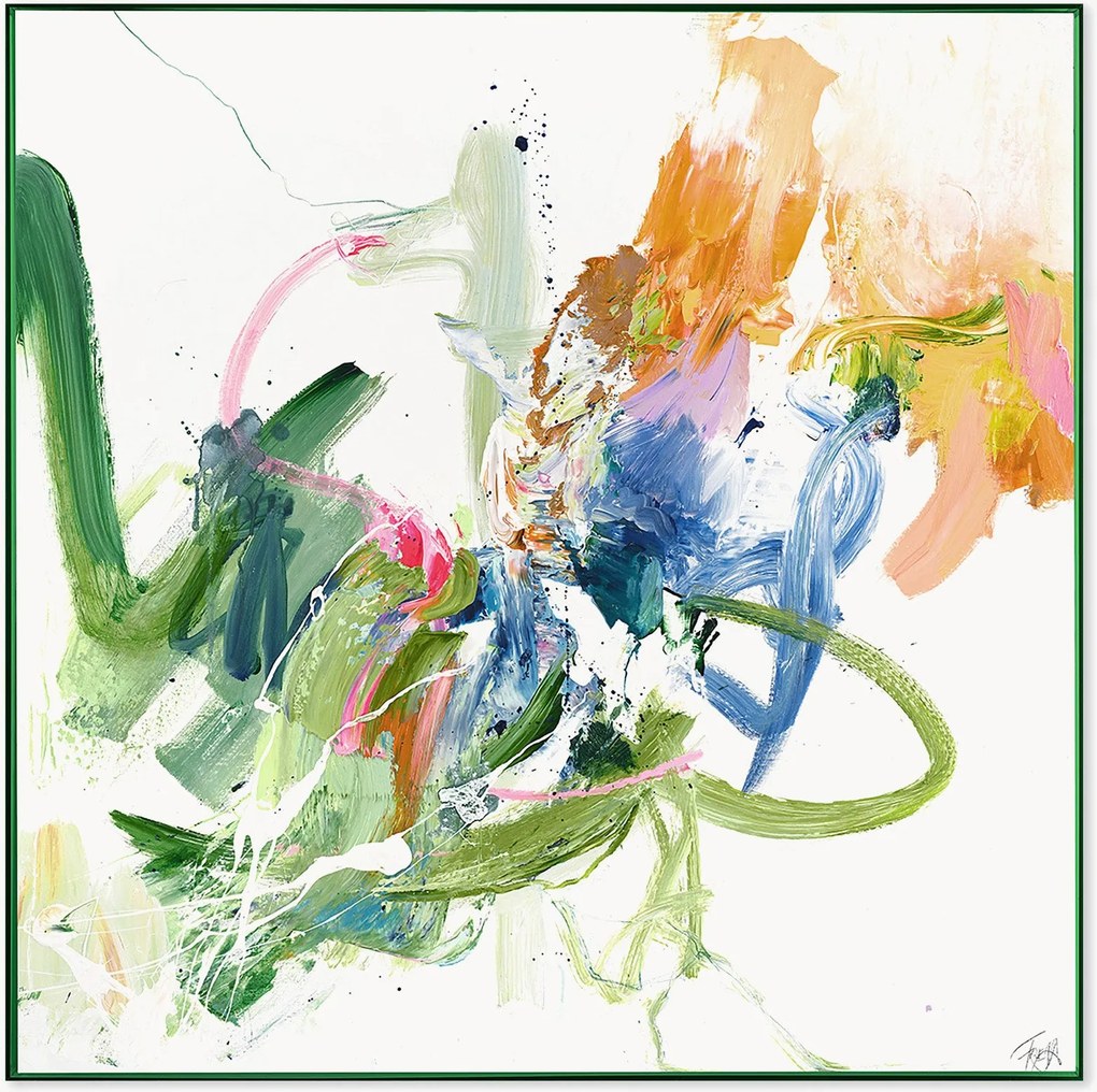 Ingelijste canvasprint Confidential Green, handafgewerkt