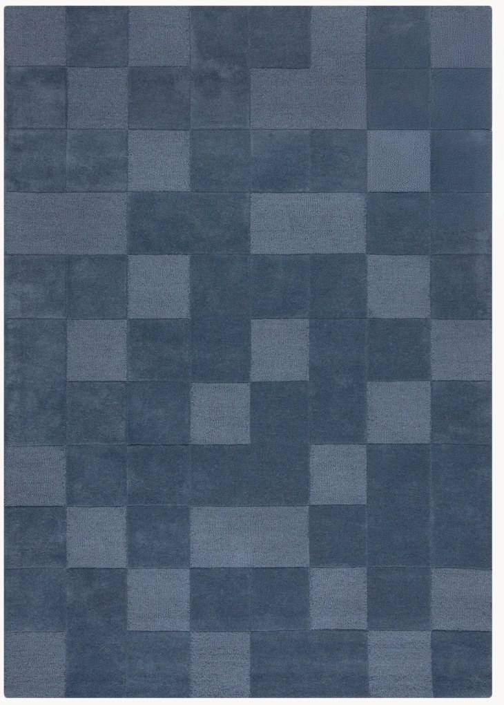 Handgetuft hoog-laag wollen vloerkleed Checkerboard