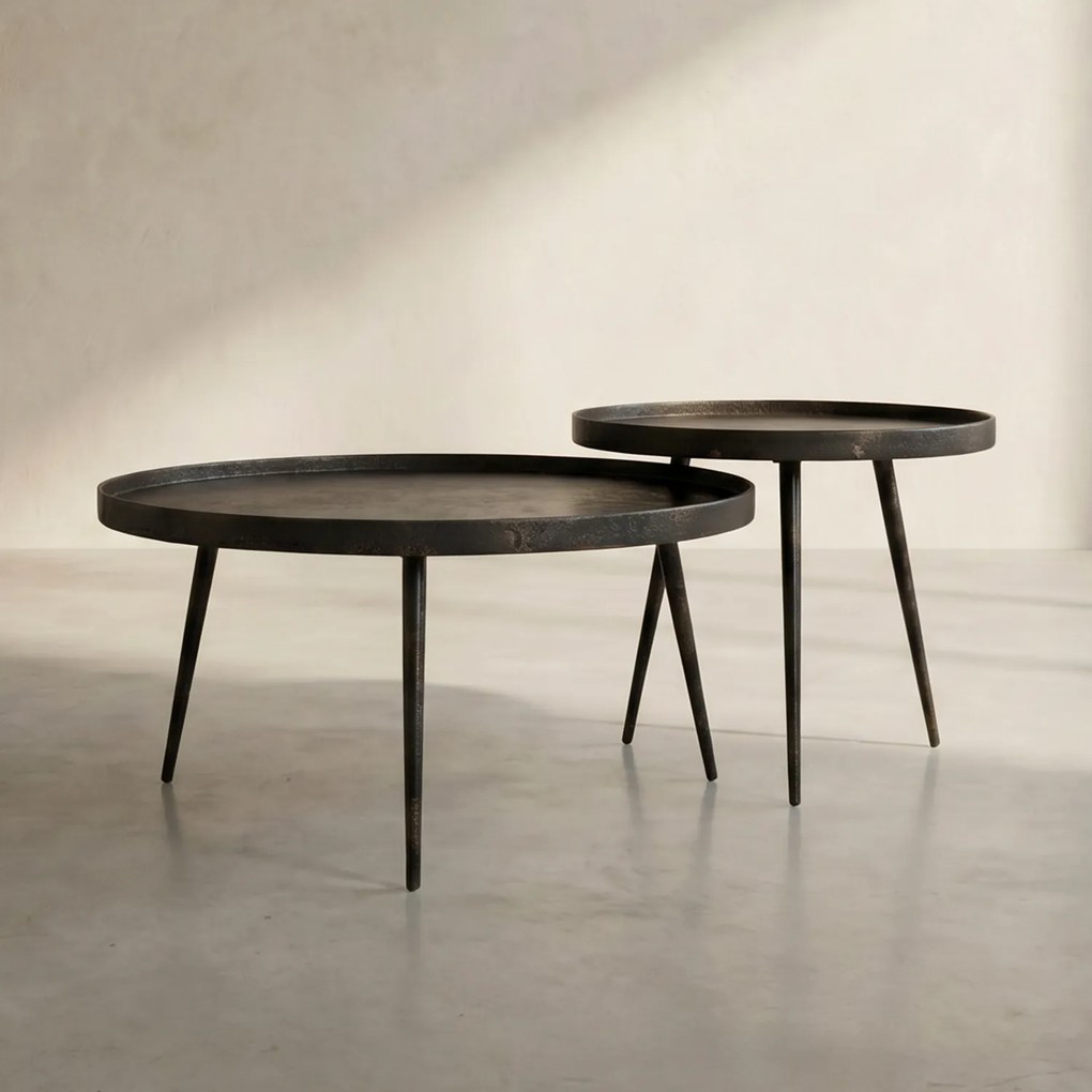 Ronde Salontafelset Industrieel - 76 X 76cm.