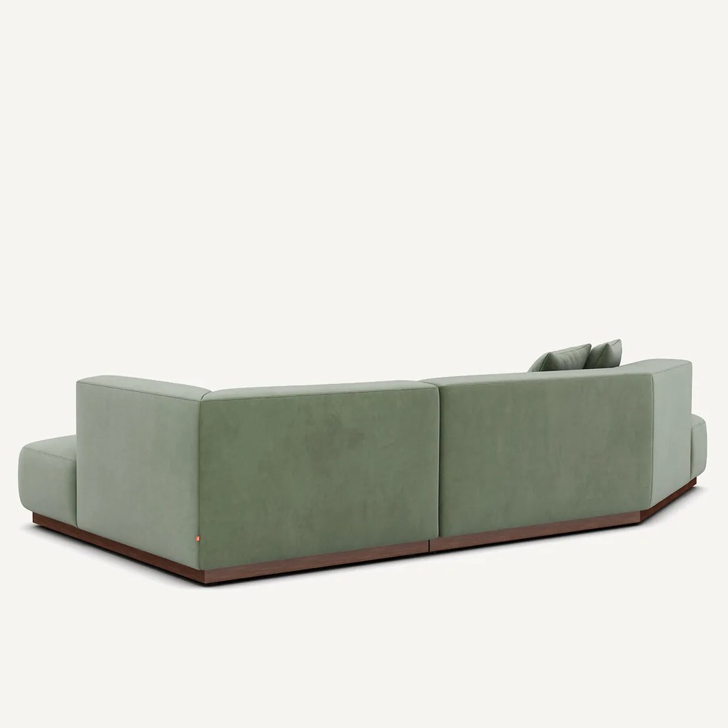 Rechter open hoekbank in fluweel, Jacopo