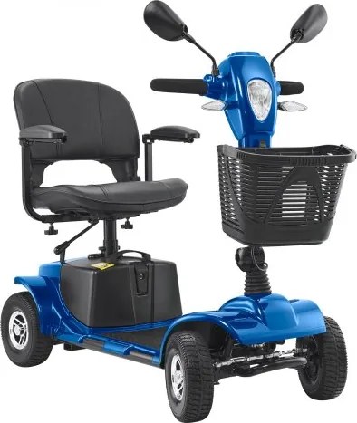 VEVOR 4-wielige elektrische scootmobiel voor senioren, met een actieradius van 25 km, all-terrain reisrolstoel met antislipwielen, klimvermogen van 9° en een draagvermogen van 120 kg, blauw