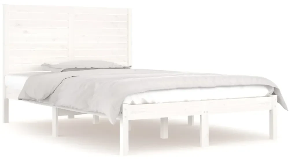 vidaXL Bedframe massief hout wit 120x190 cm 4FT Small Double