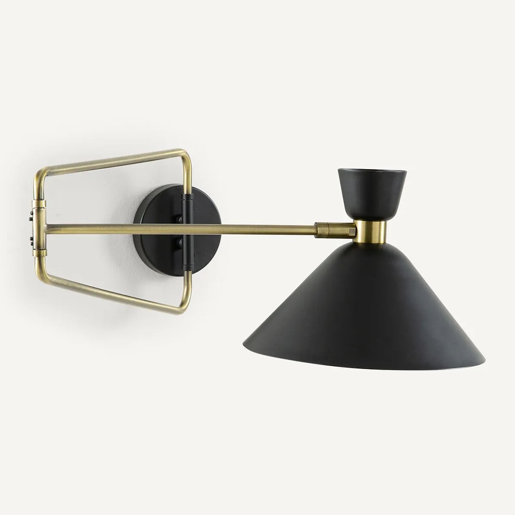 Richtbare wandlamp in verouderde messing, Zoticus