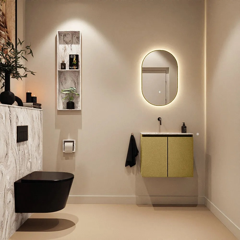 Mondiaz Ture DLux toiletmeubel 60cm oro met wastafel glace links zonder kraangat