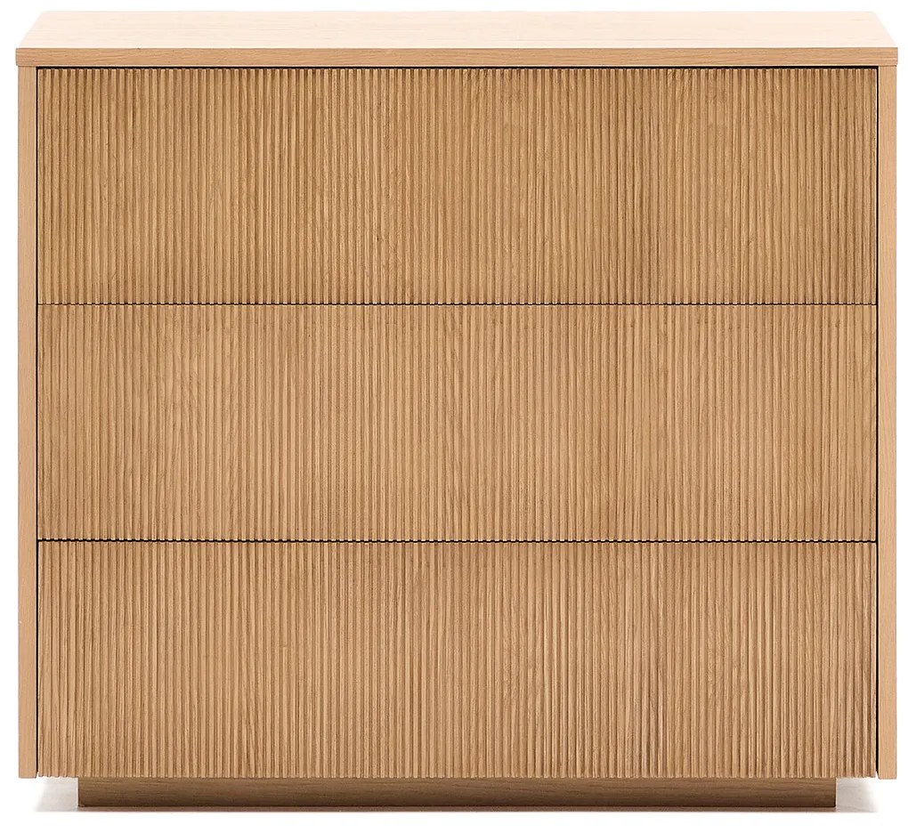 Kave Home Helvine Eiken Ladenkast Met Ribbels - 90x50x79cm.