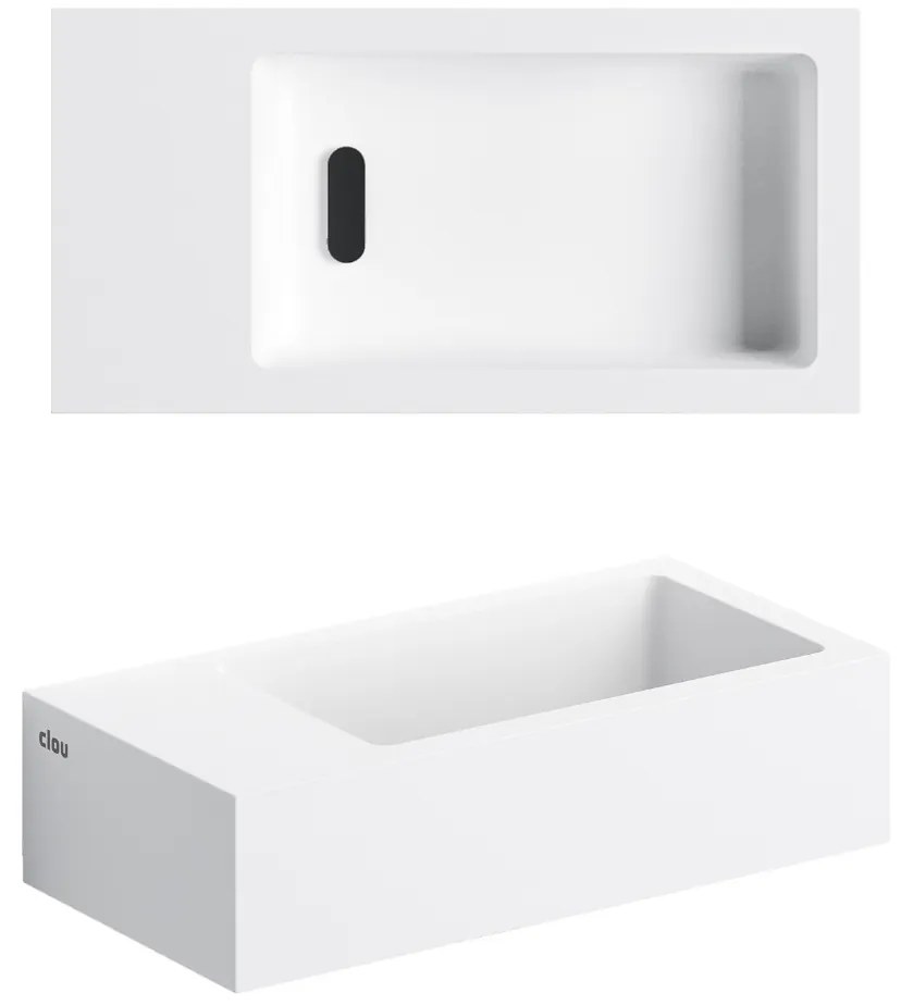 Clou Flush 3 fontein solid surface 36cm links wit mat