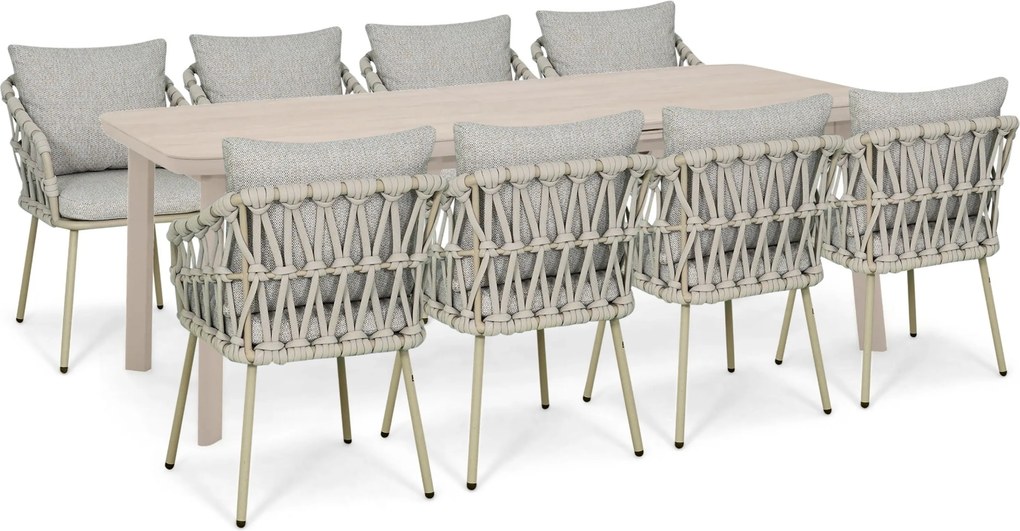 Tuinset 8 personen 220 cm Rope Zand/Beige Lifestyle Garden Furniture Coco