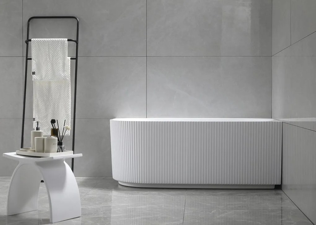 Aqualine Tibera hoekbad rechts met ribbel 150x75cm wit