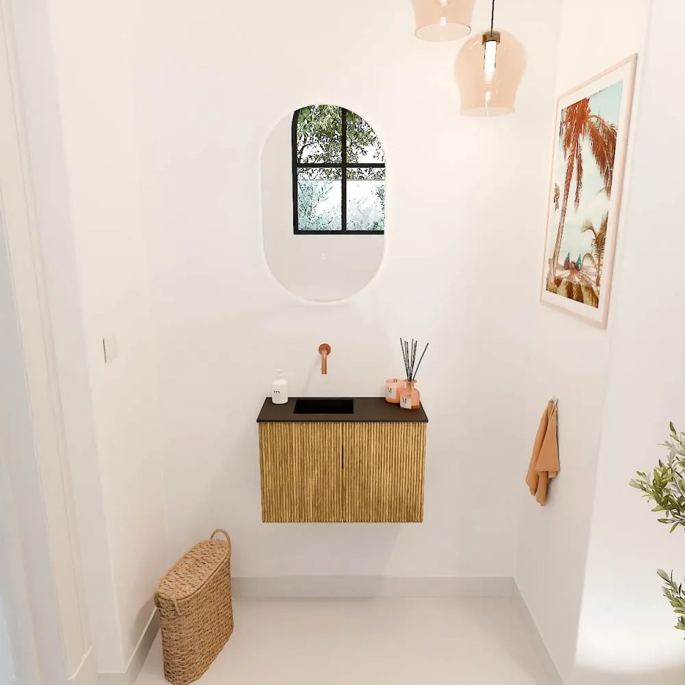 Mondiaz Joya 60cm toiletmeubel oak met wastafel faye links zonder kraangat urban