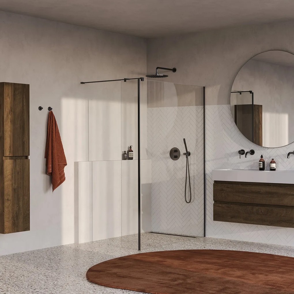 Brauer Oblivion inloopdouche helder glas 140cm met 40cm zijwand gunmetal geborsteld PVD