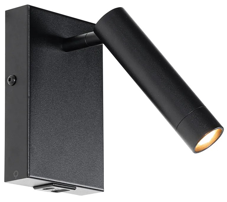 Moderne wandlamp zwart verstelbaar met USB-C - Croft