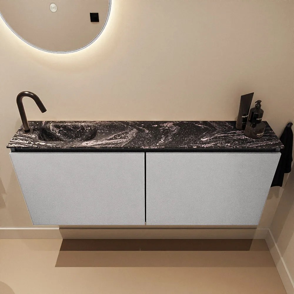 Mondiaz Ture DLux toiletmeubel 120cm plata met wastafel lava links met kraangat