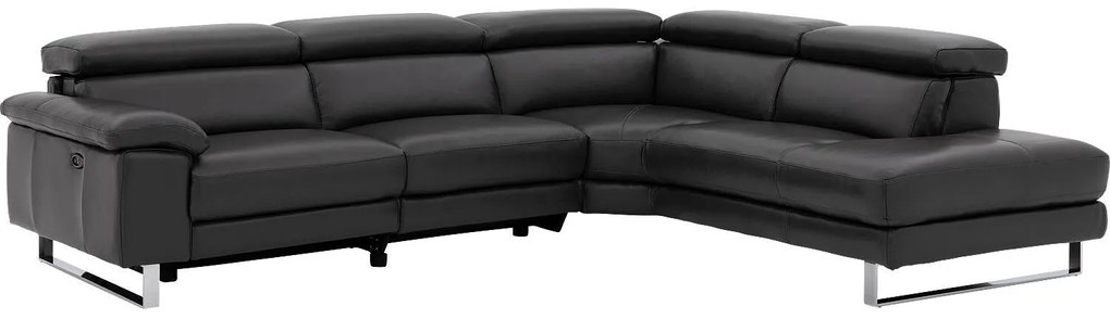 Goossens Excellent Bank Noud donkergrijs, leer, modern design met ligelement rechts