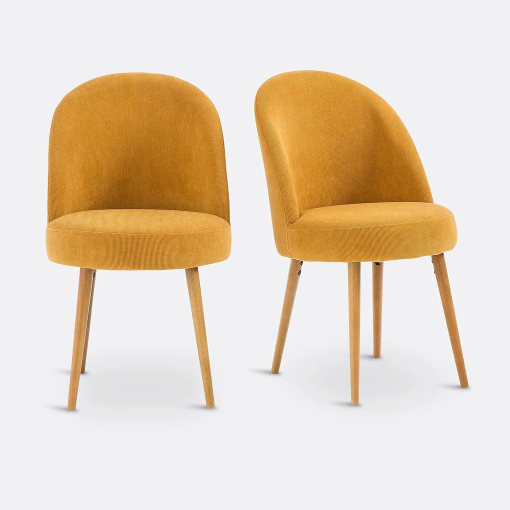 Set van 2 tafelfauteuils in geribd fluweel, Lenou