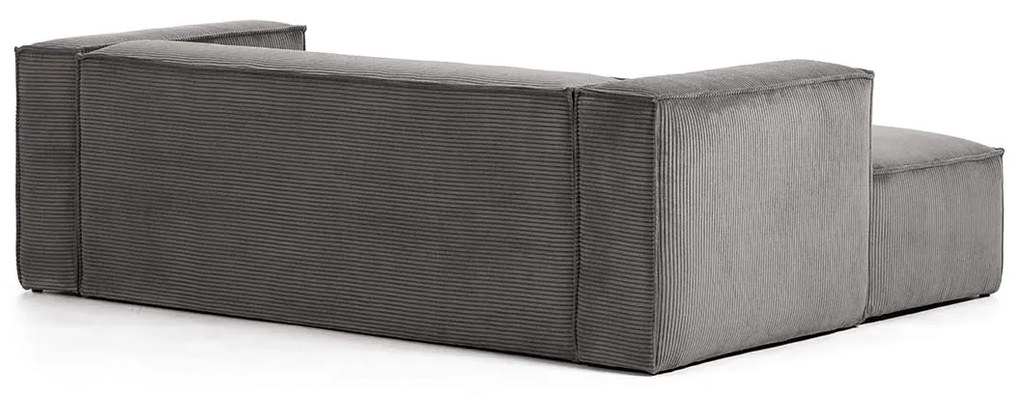 Kave Home Blok Kleine Hoekbank 240 Cm Ribstof Grijs Chaise Longue Links