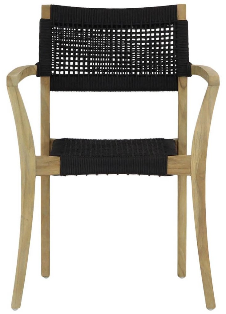 Tuinstoel stapelbaar Teak/Rope Zwart Lifestyle Garden Furniture Dallas