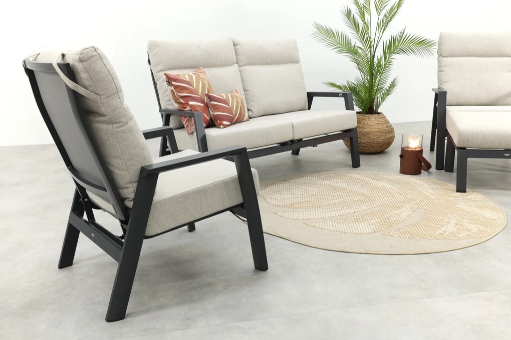 Lagos stoel-bank loungeset 3-delig verstelbaar - Antraciet