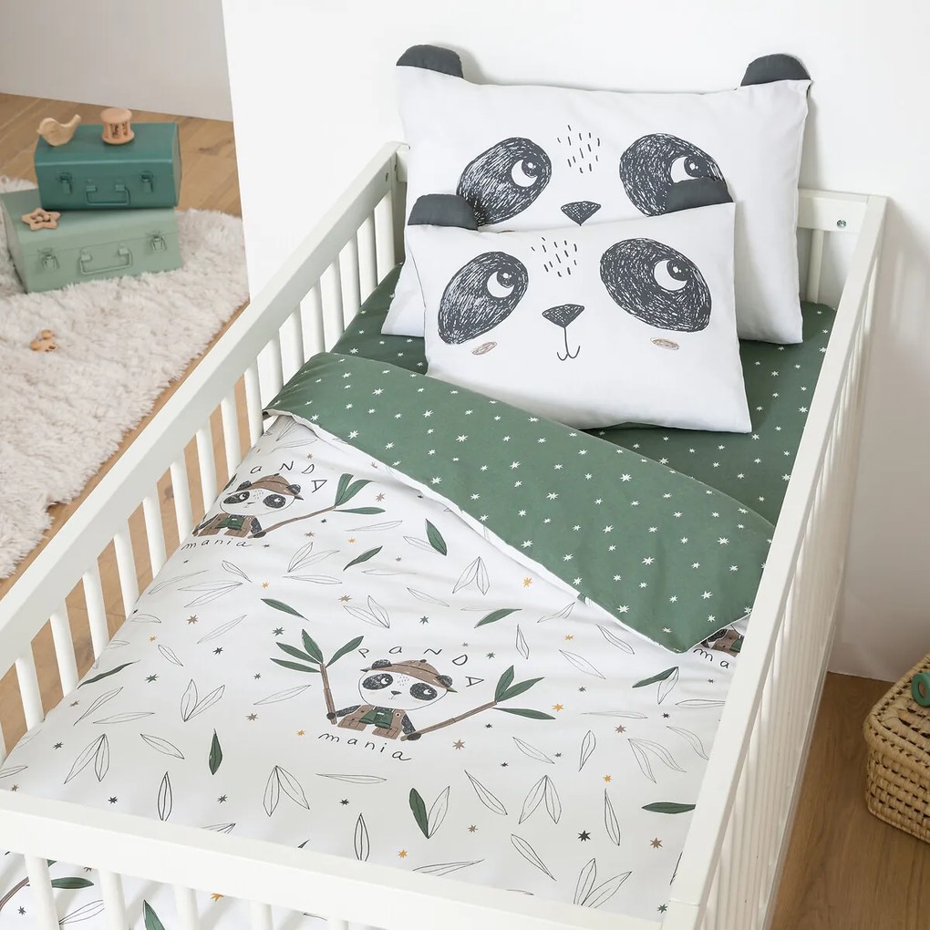 Katoenen kussensloop baby, Panda Mania