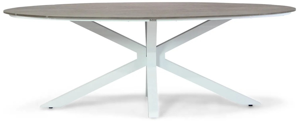 Dining Tuintafel ovaal ellipse 220 x 115 cm Aluminium/polywood Grijs Panama