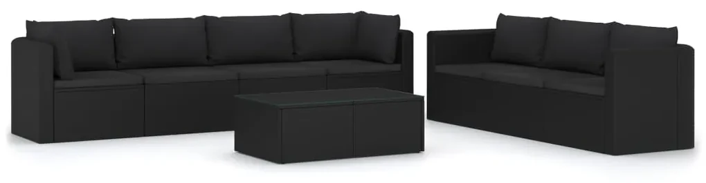 vidaXL 8-delige Loungeset met kussens poly rattan zwart