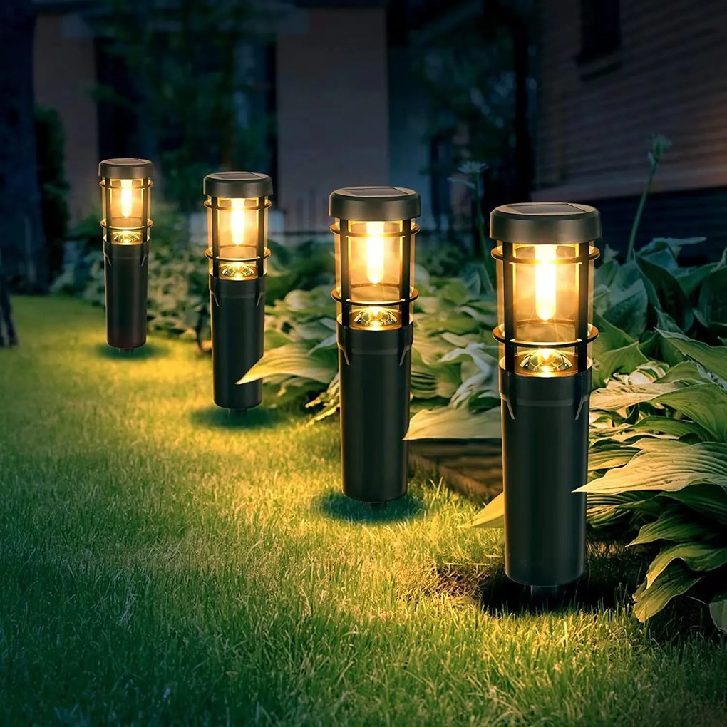 4x Faro Solar LED Tuinlamp Zwart Tuinverlichting Zwart