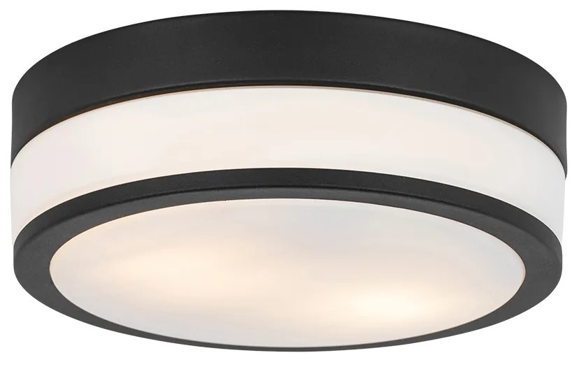 Moderne buiten plafondlamp zwart 28 cm IP44 - Flavi Modern E27 IP44 Buitenverlichting rond