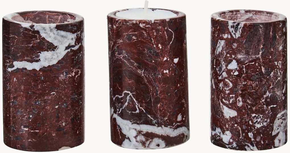 Waxinelichthouders Salmo van marmer, 3-delig