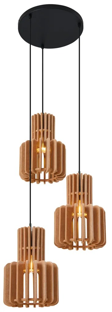Retro hanglamp zwart met oranje 3-lichts - Felt Retro E27 rond Binnenverlichting Lamp
