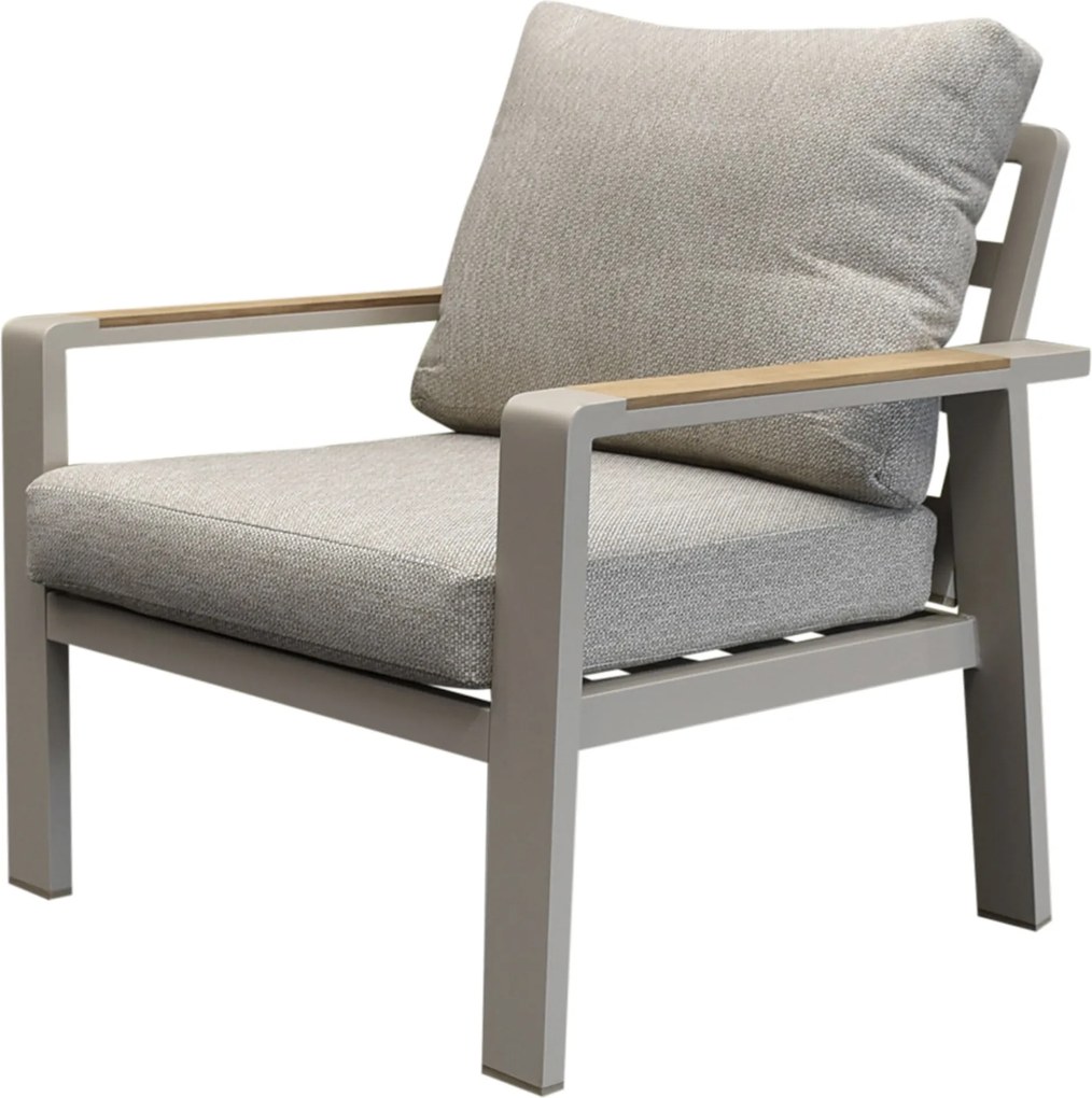 Lola lounge tuinstoel aluminium latte soft grey kussens