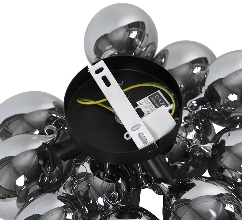 Design plafondlamp zwart met smoke glas 3-lichts - Uvas