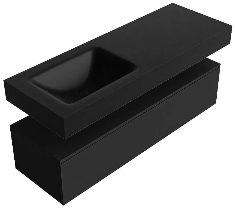 Zaro Alan badmeubel 130cm urban 1 lade met vrijhangende wastafel cloud links zonder kraangat urban