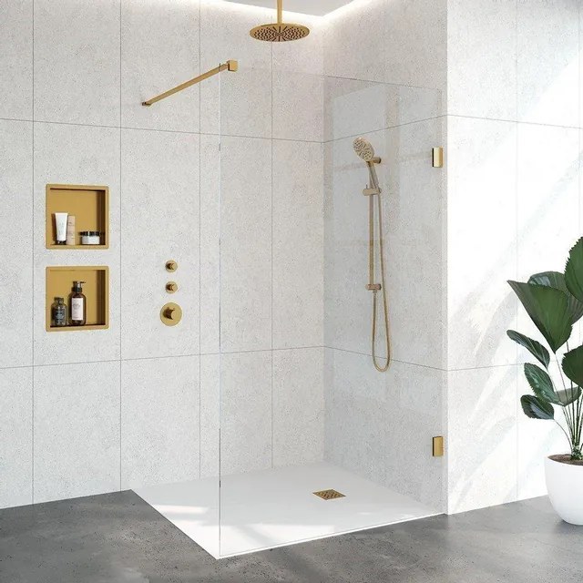 BRAUER Void inloopdouche helder glas 120x200 incl. glascoating PVD goud geborsteld GS-VOI1H120200GG